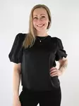 Vila naisten t-paita puhvihihoilla Ellette Satin Puff musta - Naisten juhlatopit - 137707 - 1