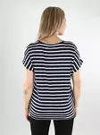 Only naisten raidallinen t-paita Moster V-Neck tummansininen/valkoinen - Naisten topit - 138337 - 2