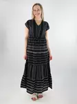 Vila luomupuuvillainen maximekko Savila V-Neck musta/beige - Mekot ja tunikat - 138157 - 1