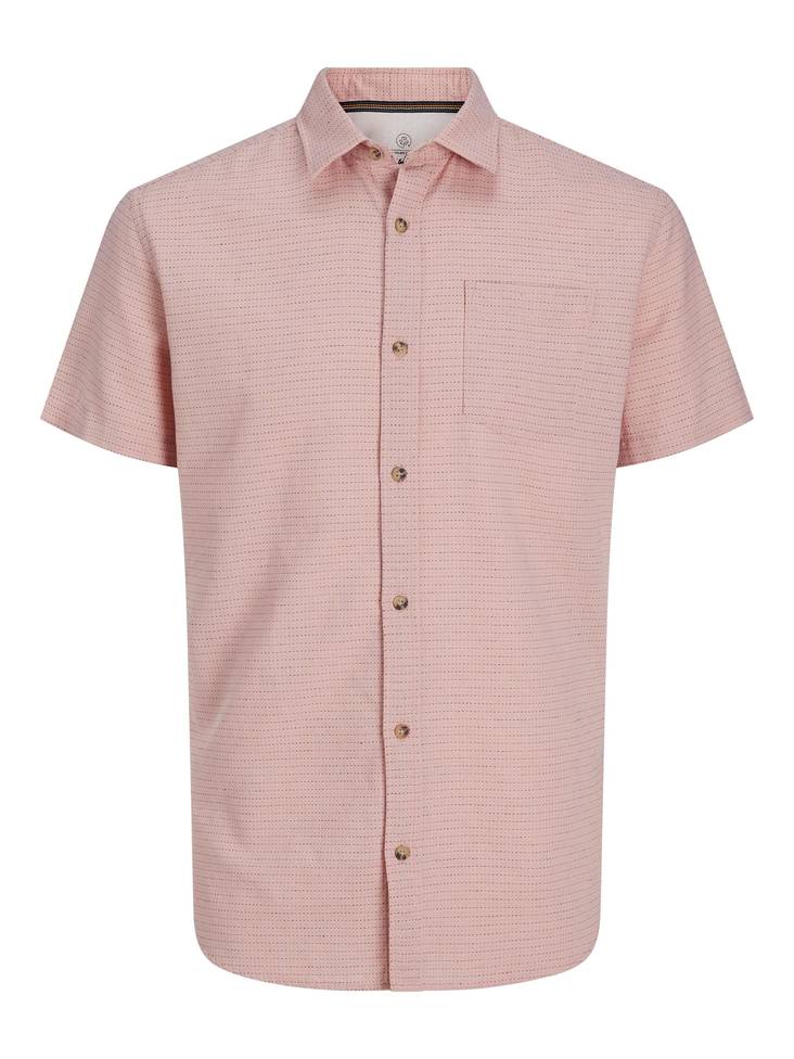 Jack&Jones lyhythihainen Kauluspaita Abel coral pink - Miesten kauluspaidat - 131397 - 1
