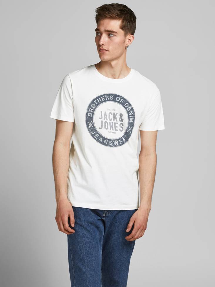 Jack & Jones herr T-shirt Jeans, svart, vit - T-shirts för herrar - 128907 - 1