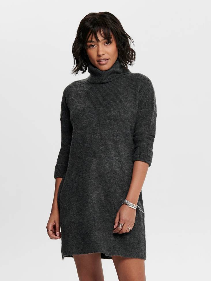 Only naisten pehmeä neulemekko Jana cowlneck dark grey - Naisten neuleet - 132237 - 1