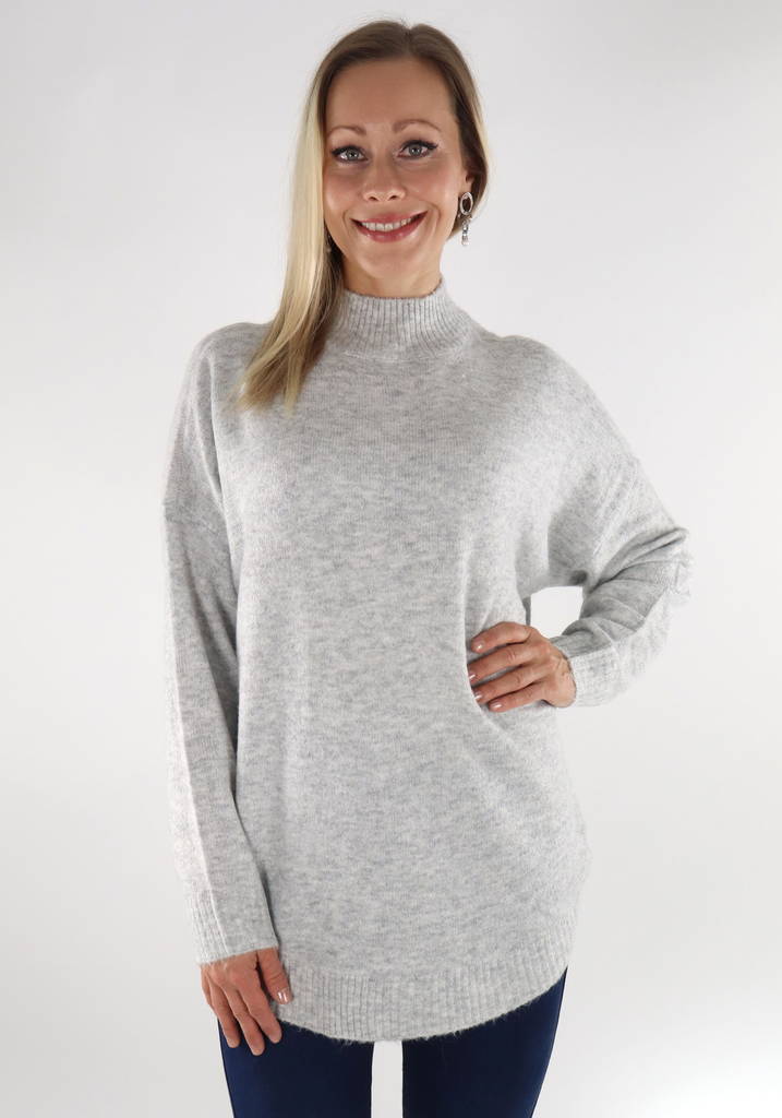 Vero Moda Tröja Plaza höghalsad ljusgrå - Stickat för damer - 134247 - 1