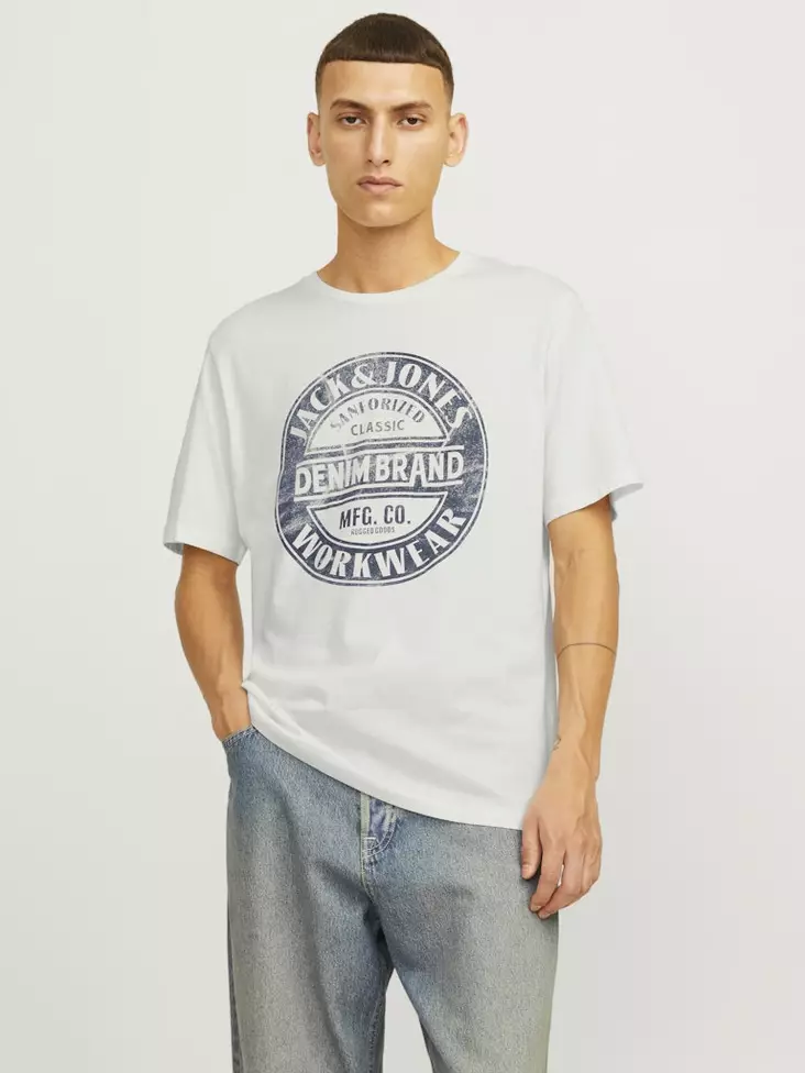 Jack&Jones t-shirt herr Jeans O-hals cloud dancer - T-shirts för herrar - 136657 - 1