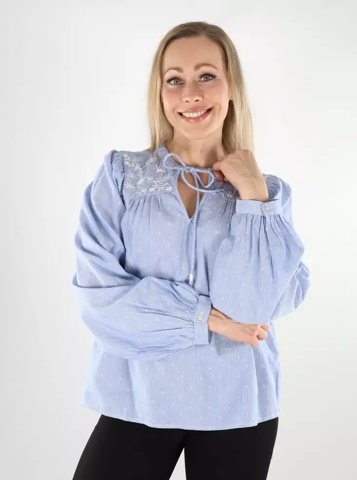 Vero Moda naisten paita Nika LS Top sininen/valkoinen - Naisten pitkähihaiset paidat - 138467 - 1