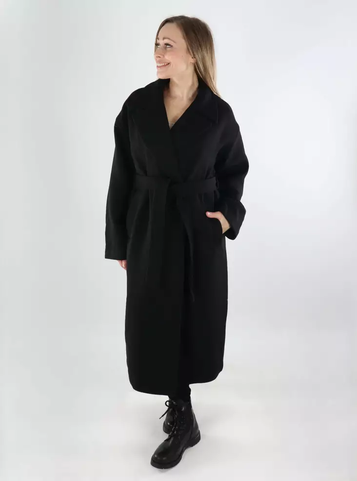 Vila naisten villakangastakki Fikka Long musta - Naisten villakangastakit - 140087 - 1