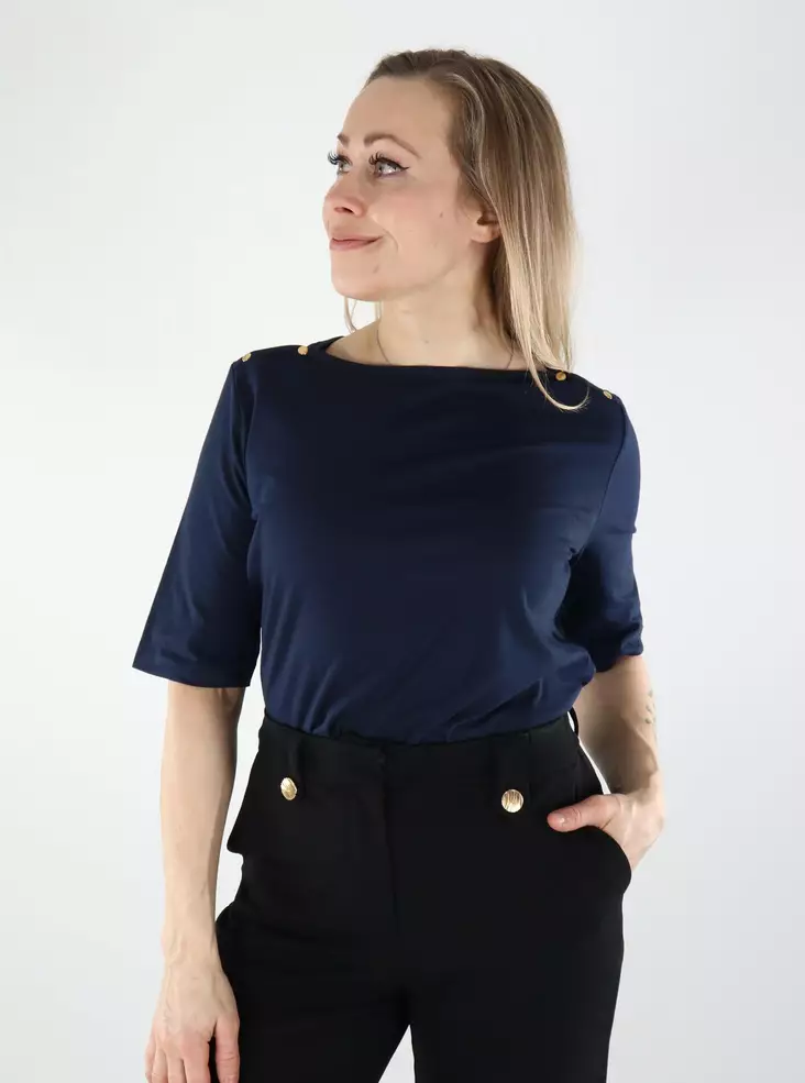 JDY naisten luomupuuvillainen paita Ulrikke tummansininen - Naisten pitkähihaiset paidat - 140447 - 1