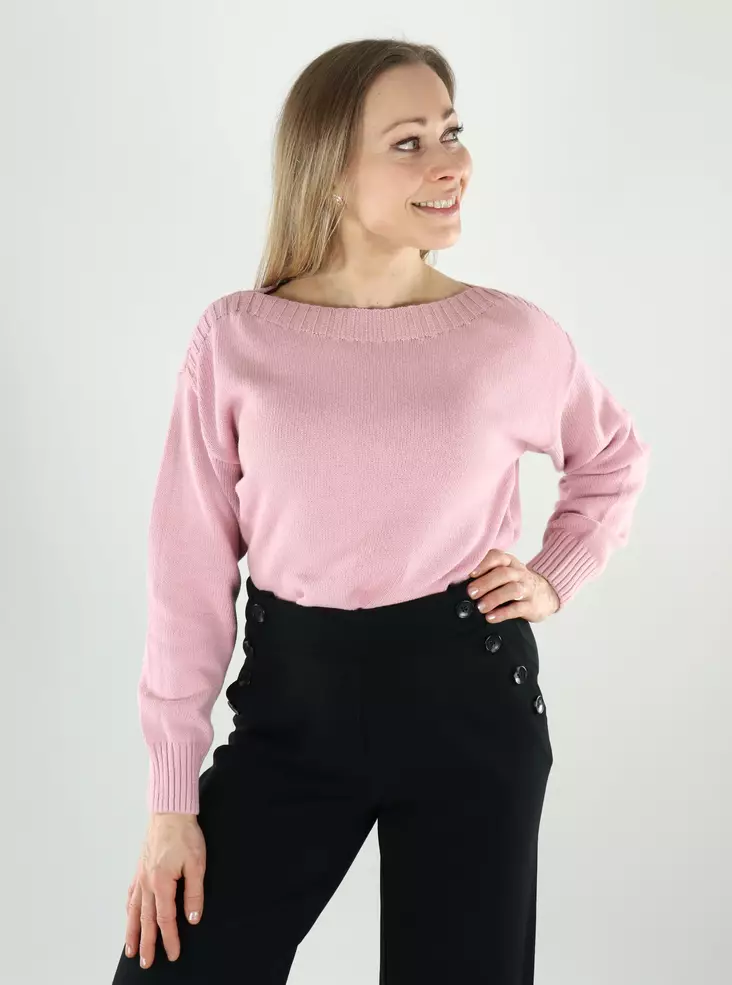 JDY naisten puuvillaneule Marie Boatneck vaaleanpunainen - Naisten neuleet - 140177 - 1