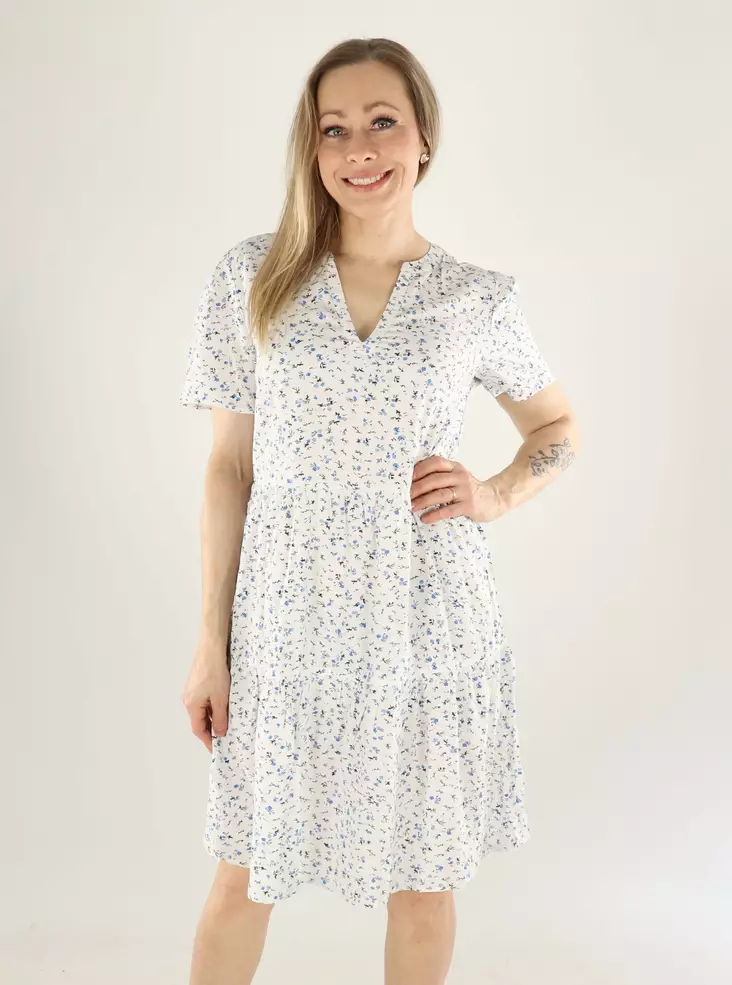 Only Mekko Zally valkoinen/sininen kukkakuosi - Mekot ja tunikat - 141157 - 1