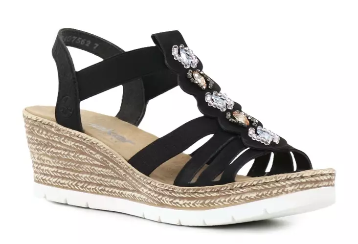 Rieker naisten kiilasandaalit 619B2-00 musta - Rieker sandals - 140367 - 1