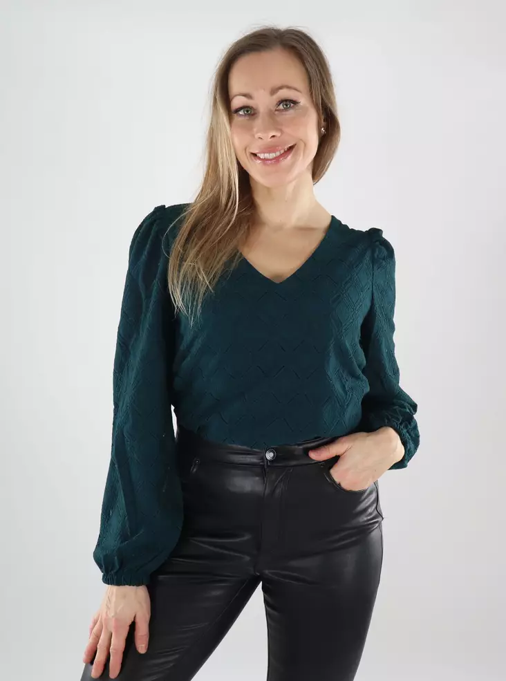 Vila naisten paita Fero V-Neck vihreä - Naisten pitkähihaiset paidat - 139987 - 1