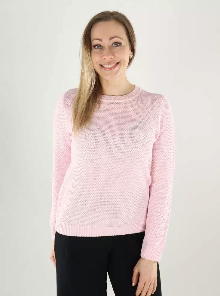 Vila naisten puuvillaneule Dalo O-Neck vaaleanpunainen - Naisten neuleet - 140167 - 1