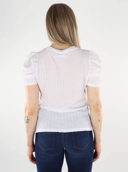 Vila naisten T-Paita Anine puff bright white - Naisten T-paidat - 135698 - 2
