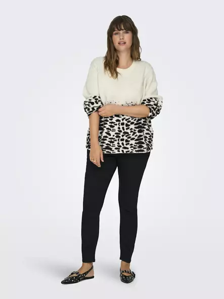 Only Carmakoma pluskoon neule Anni birch/black - Naisten neuleet - 137148 - 2