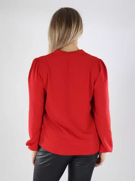 Vila naisten paita Rella V-Neck punainen - Naisten pitkähihaiset paidat - 139768 - 2