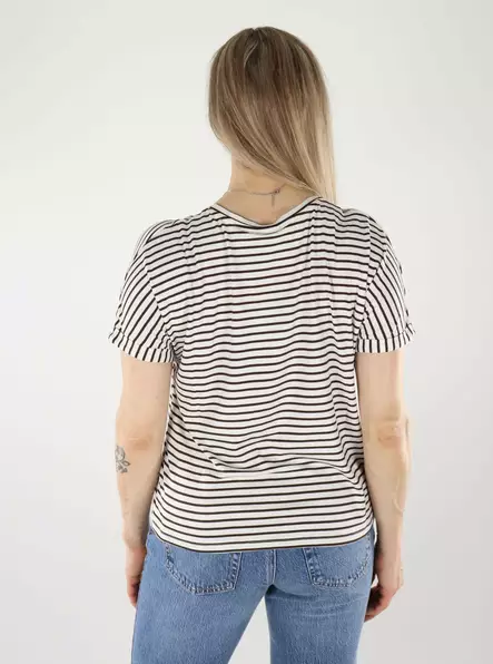 JDY naisten raidallinen t-paita Sissy O-Neck valkoinen/ruskea - Naisten T-paidat - 140438 - 2