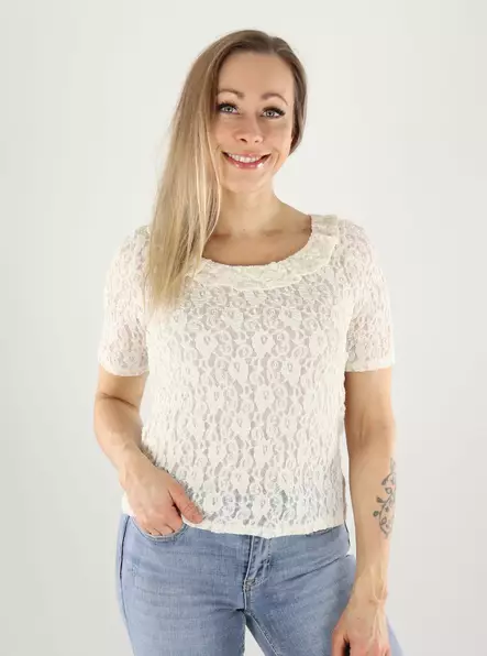 JDY naisten pitsinen t-paita Gallas lace luonnonvalkoinen - T-shirts för damer - 141088 - 1