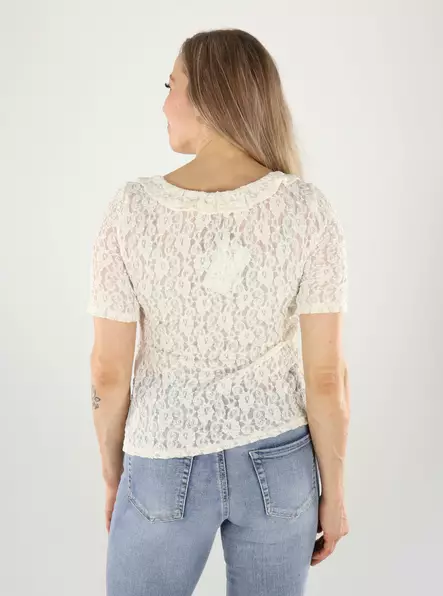 JDY naisten pitsinen t-paita Gallas lace luonnonvalkoinen - T-shirts för damer - 141088 - 2