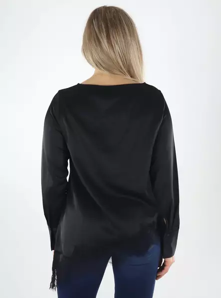 Vero Moda naisten satiinipaita Julia lace musta - Naisten pitkähihaiset paidat - 141878 - 2