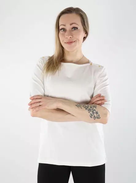 JDY naisten luomupuuvillainen paita Ulrikke valkoinen - Naisten pitkähihaiset paidat - 140448 - 1