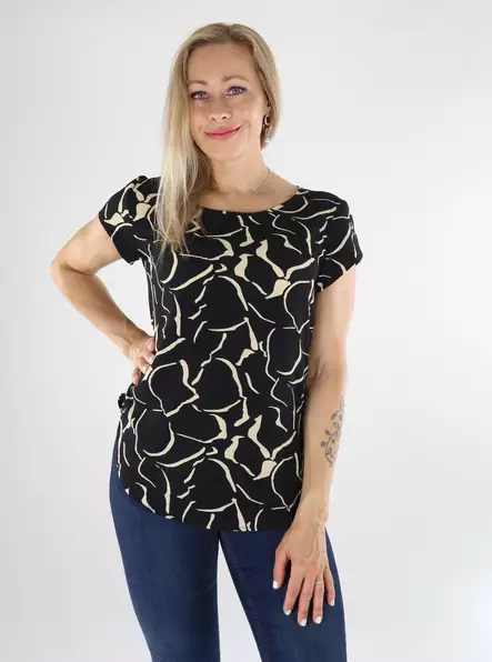 Only naisten kuviollinen T-paita Vic musta/beige - Naisten T-paidat - 136548 - 1