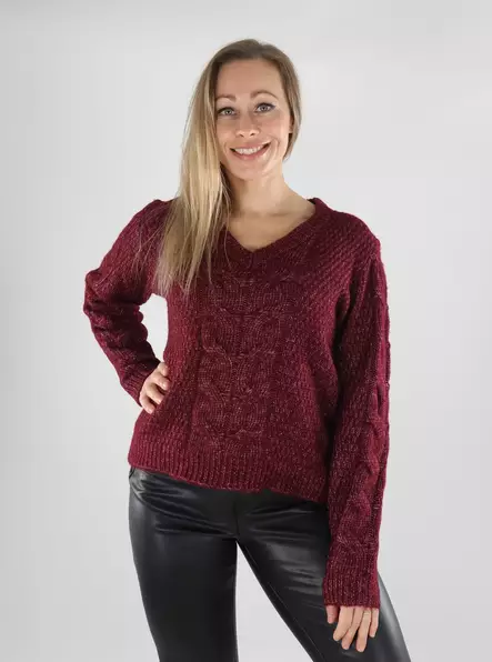 Pieces naisten neule Nina v-neck tawny port - Naisten neuleet - 139628 - 1