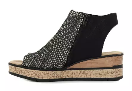 Rieker naisten kiilakorolliset sandaalit 63791-01 musta kombi - Rieker sandals - 140358 - 2