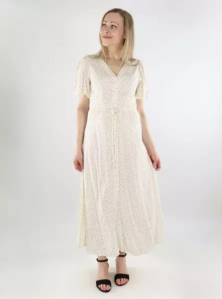 Vero Moda kukkakuosinen mekko Alba Calf valkoinen - Mekot ja tunikat - 138118 - 1