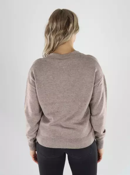 Vila naisten neuletakki Ril v-neck vaaleanruskea - Stickat för damer - 141618 - 2