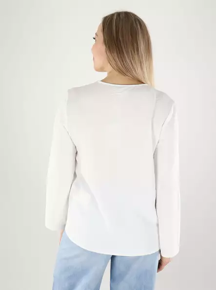 Vila naisten paita Josa 3/4 V-Neck valkoinen - Långärmade tröjor för  damer - 140348 - 2