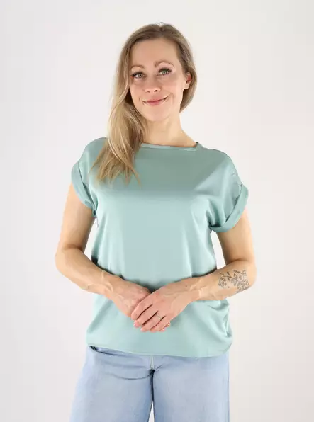 Vila naisten t-paita Ellette satin vaaleanvihreä - T-shirts för damer - 140788 - 1