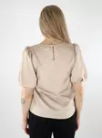 Vila naisten t-paita puhvihihoilla Ellette Satin Puff beige - Naisten juhlatopit - 137708 - 2