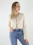 Vero Moda naisten puuvillainen neuletakki Lola V-Neck Bow luonnonvalkoinen - Naisten neuleet - 140478 - 1