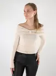 Only naisten paita Fayola Off Shoulder beige/meleerattu - Naisten pitkähihaiset paidat - 137658 - 1