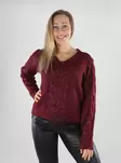 Pieces naisten neule Nina v-neck tawny port - Naisten neuleet - 139628 - 1