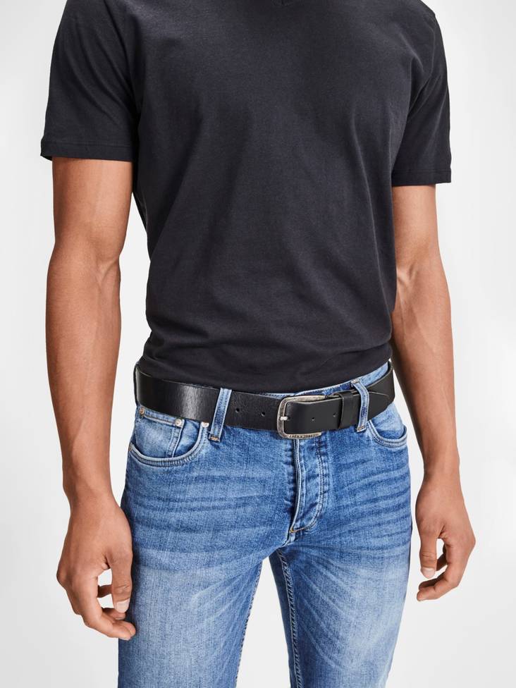 Jack & Jones miesten musta nahka vyö Paul - Miesten vyöt - 116858 - 1