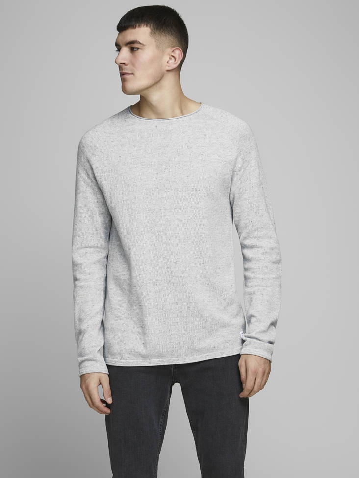 Jack&Jones miesten puuvilla neule Hill light grey melange - Miesten neuleet - 129918 - 1