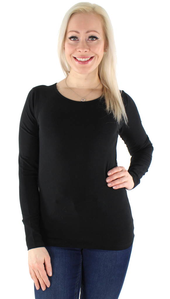 Only svart dam trikåtröja Live love o-neck - Långärmade tröjor för  damer - 125518 - 1