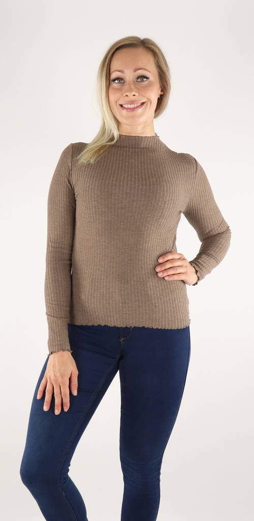 Only naisten ribbipaita Emma high neck carlbou - Naisten pitkähihaiset paidat - 131568 - 1