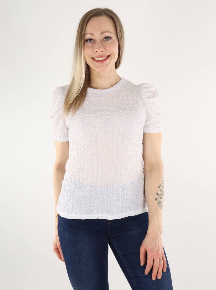 Vila naisten T-Paita Anine puff bright white - Naisten T-paidat - 135698 - 1