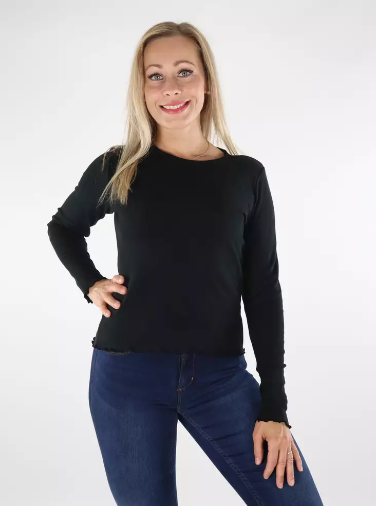 Only naisten paita puuvillaa Carlotta musta - Naisten pitkähihaiset paidat - 136648 - 1