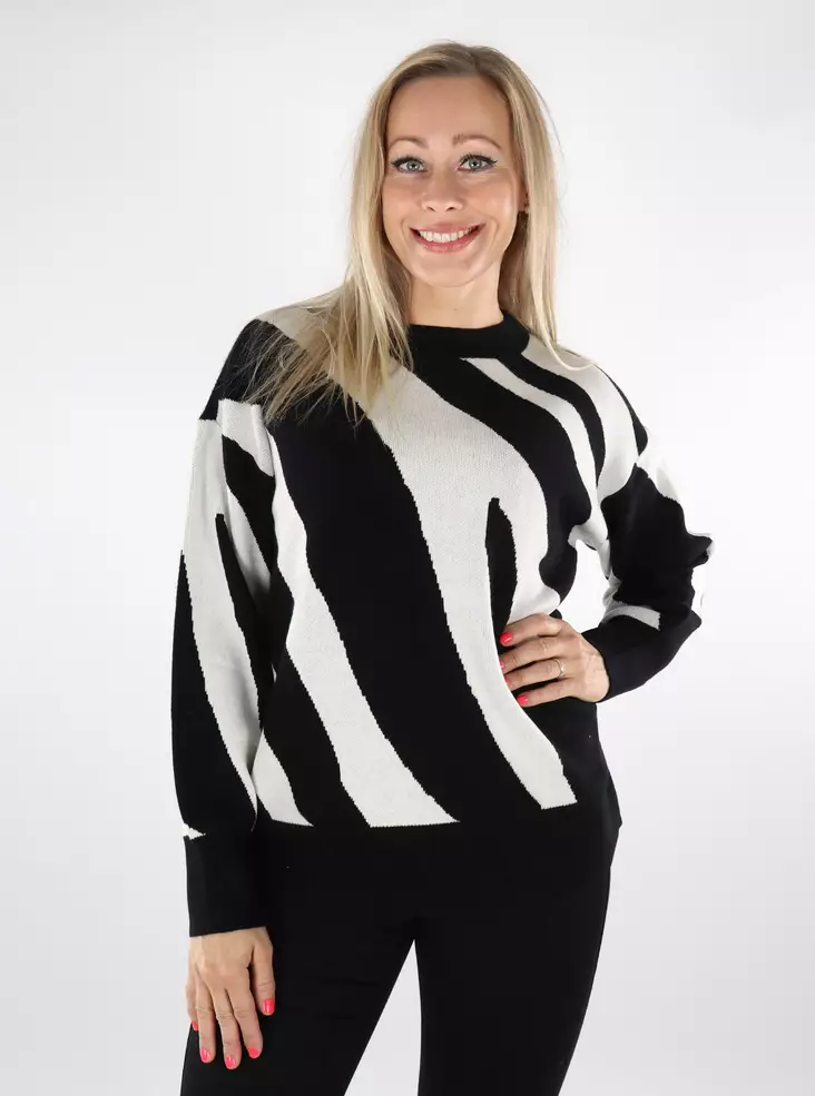 Vero Moda naisten neule Nancy mustavalkoinen/seeprakuosi - Naisten neuleet - 136798 - 1