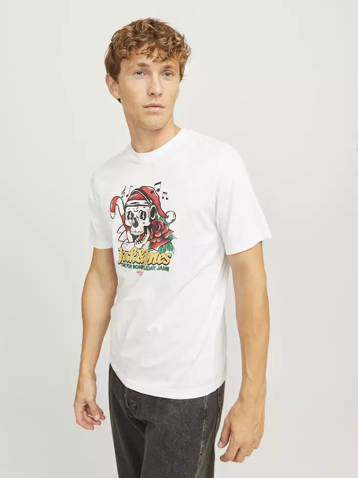 Jack&Jones miesten t-paita Xmas Christmas Skull valkoinen - Miesten T-paidat - 137418 - 1