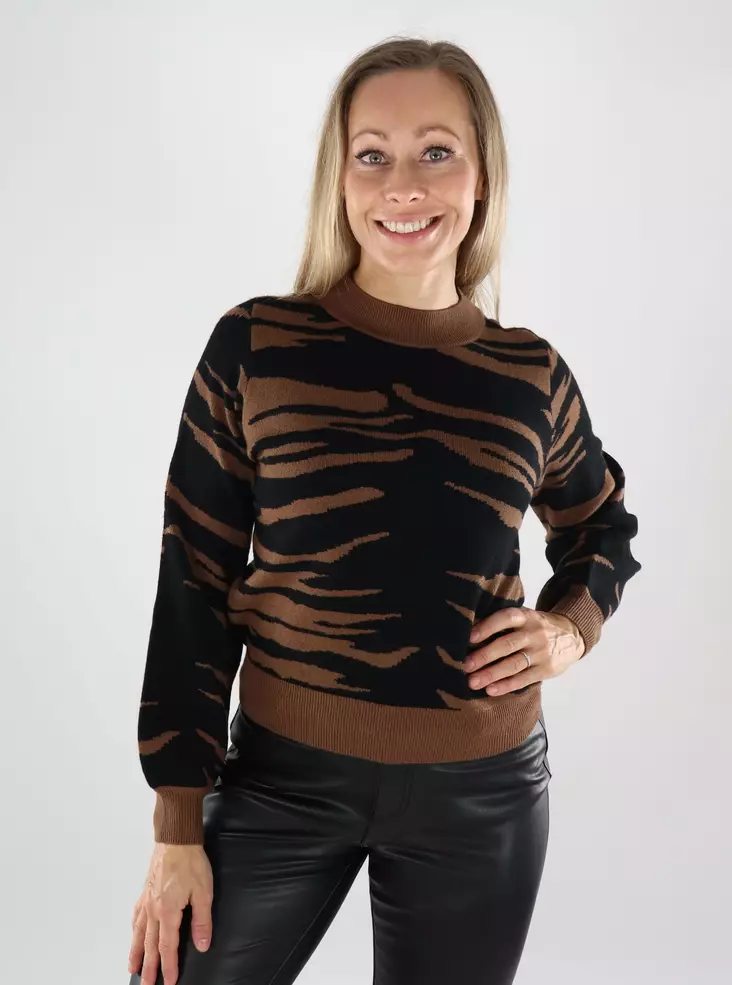 Vero Moda naisten eläinkuosinen neule Nancy musta/ruskea - Naisten neuleet - 139128 - 1
