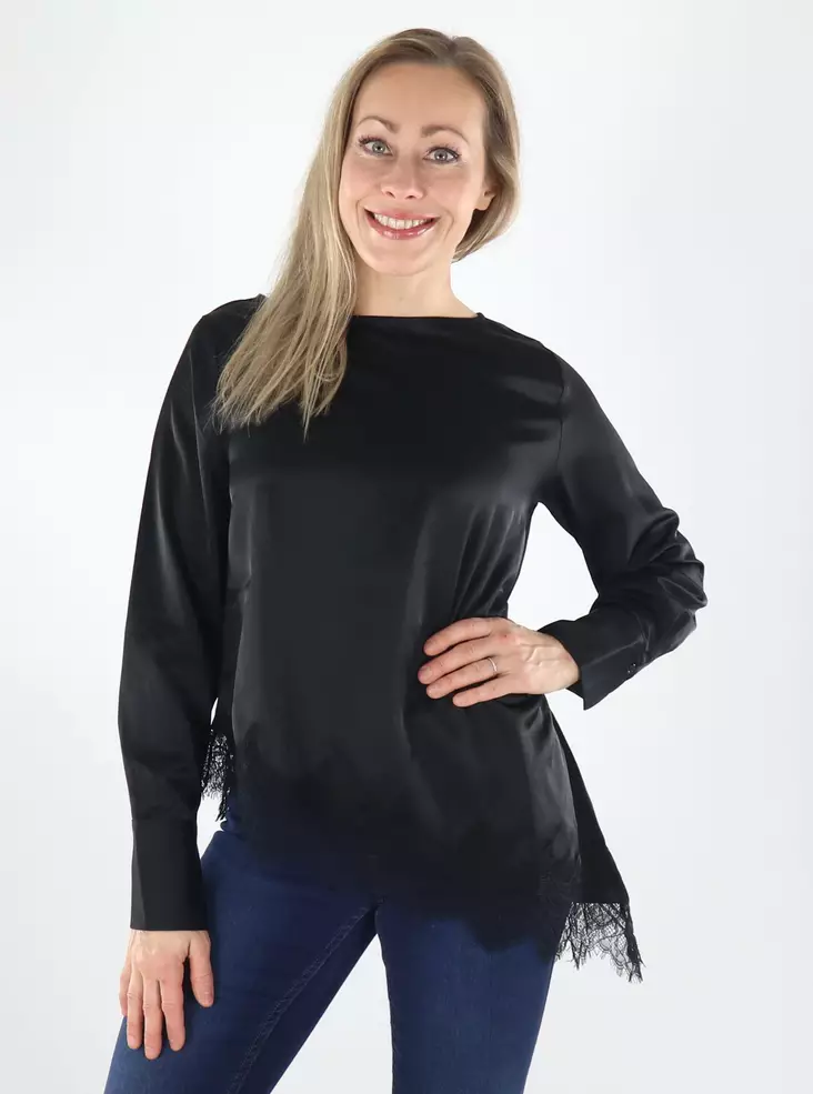 Vero Moda naisten satiinipaita Julia lace musta - Naisten pitkähihaiset paidat - 141878 - 1