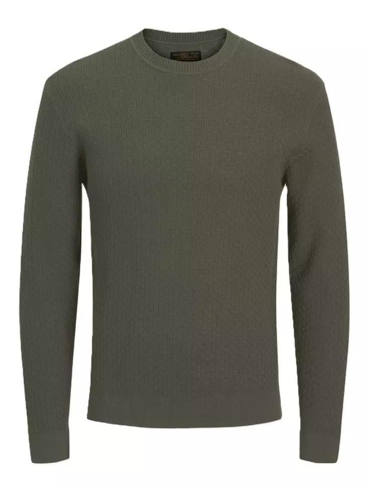 Jack&Jones miesten puuvillaneule Blustanley oliivi - Stickat för herrar - 142228 - 1