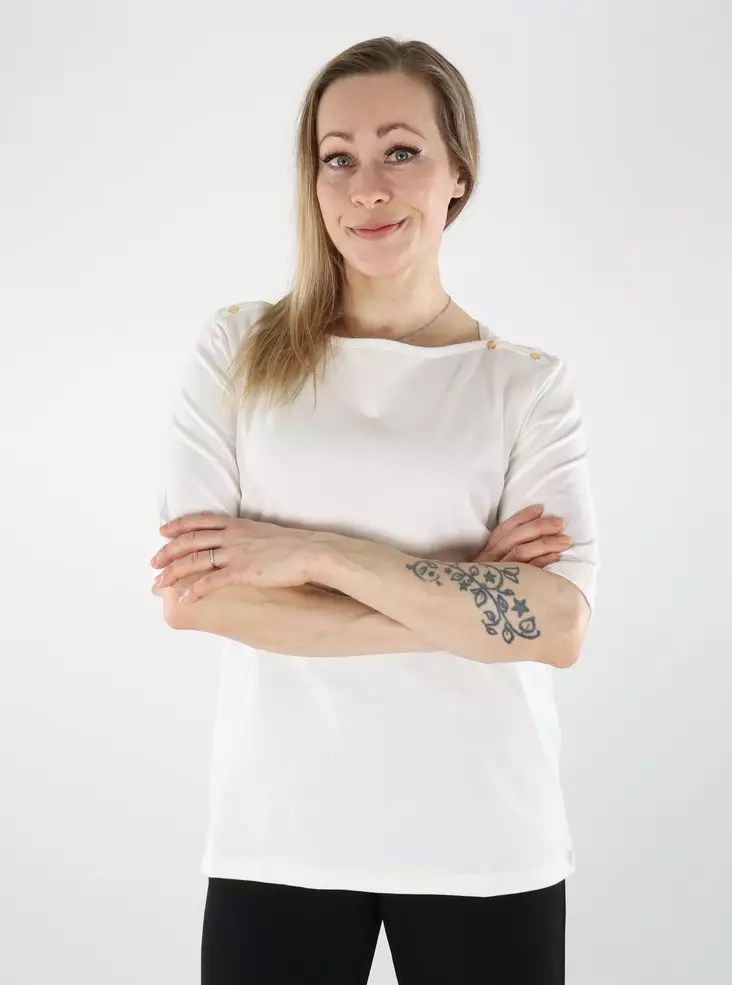 JDY naisten luomupuuvillainen paita Ulrikke valkoinen - Naisten pitkähihaiset paidat - 140448 - 1