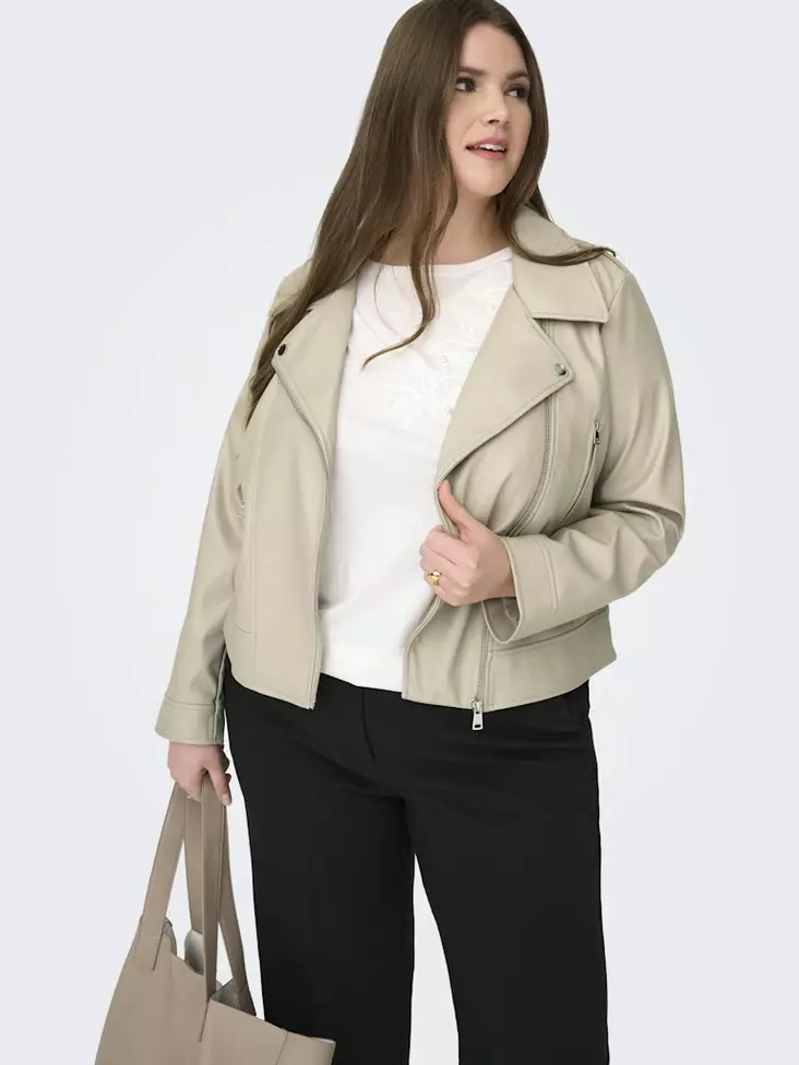 Only Carmakoma naisten pluskoon keinonahkatakki CARCARMEN Faux Biker faux string - Skinnjackor och PU-jackor för damer - 141018 - 1