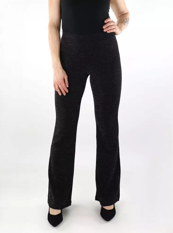 Only naisten glitterhousut Paige-Alya HW Flared musta/hopea - Naisten housut - 137508 - 1
