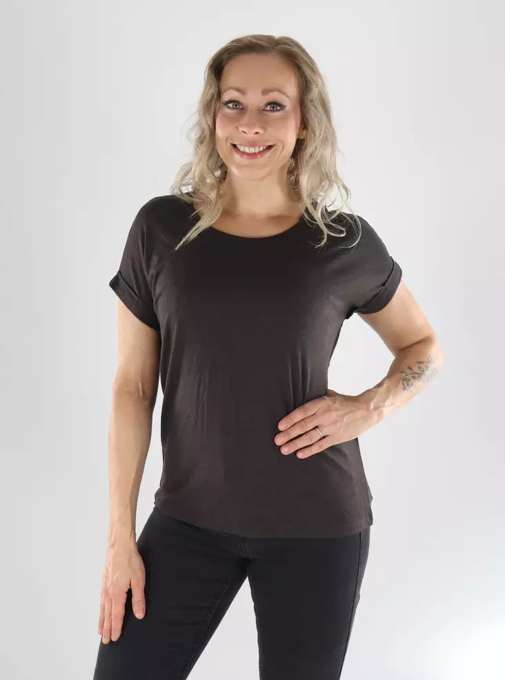 Only naisten T-paita Moster meleerattu ruskea - T-shirts för damer - 141548 - 1